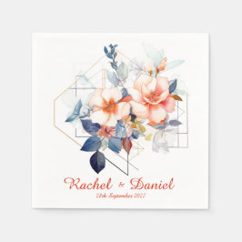 Linhas Vermelhas e Flores: Guardanapos de Casament