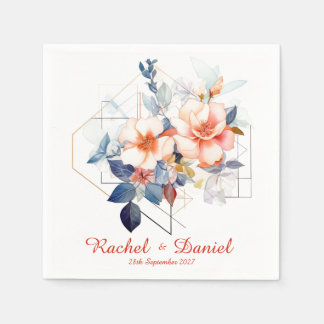 Linhas Vermelhas e Flores: Guardanapos de Casament