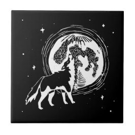Linocut da lua do Rouco preto e branco