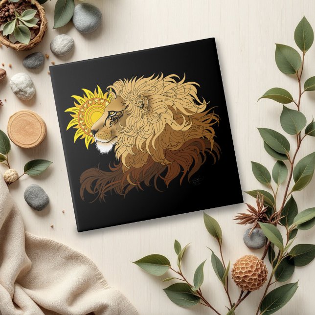 Lion Black Yellow Mandala Sun (Criador carregado)