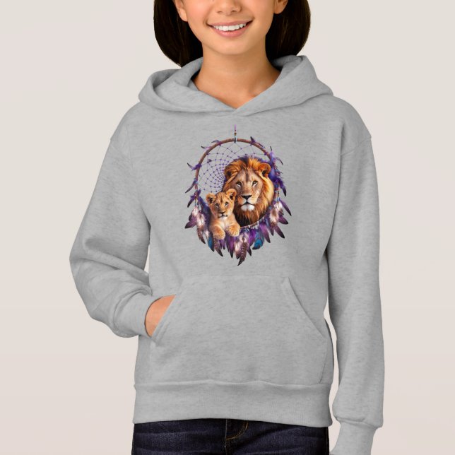 Lion Cub Dream Catcher Kids Pullover Hoodie  (Frente)