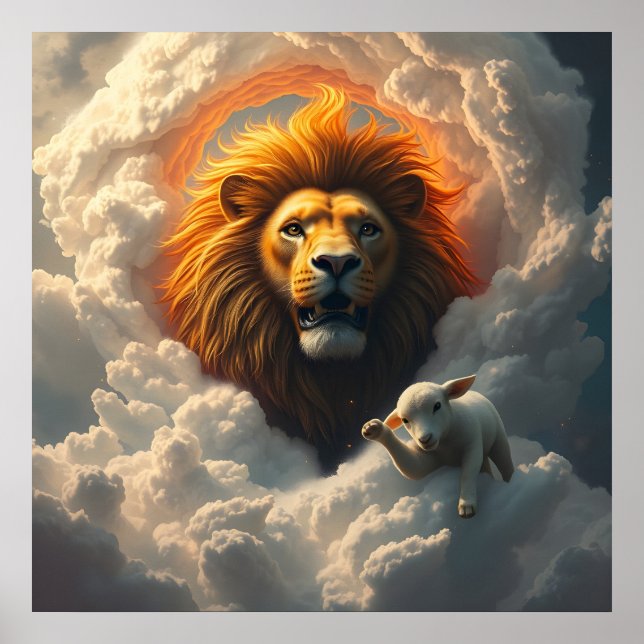 Lion e Lamb Art Poster (Frente)