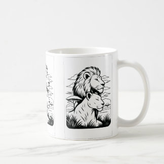 Lion e Lioness Mug - Xícara de café de leão de pro