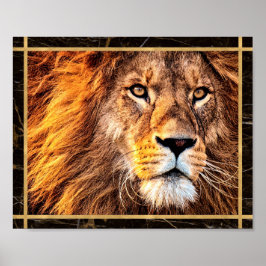 Lion Face Closeup Photo Image Print Poster