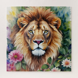Lion Face Watercolor Art Quebra-cabeça