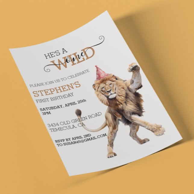 Lion Jungle Safari Selvagem Um Aniversário (Criador carregado)