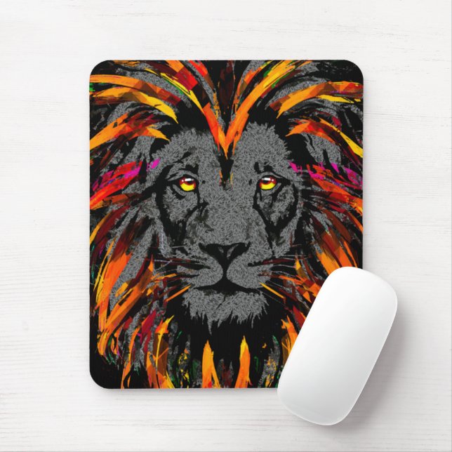 Lion Mousepad | Placa de Mouse Laranja Escuro (Com mouse)