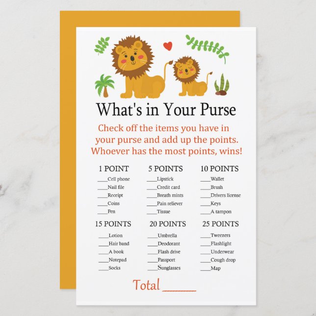 Lion O que há em seu jogo de bolsa (Frente/Verso)