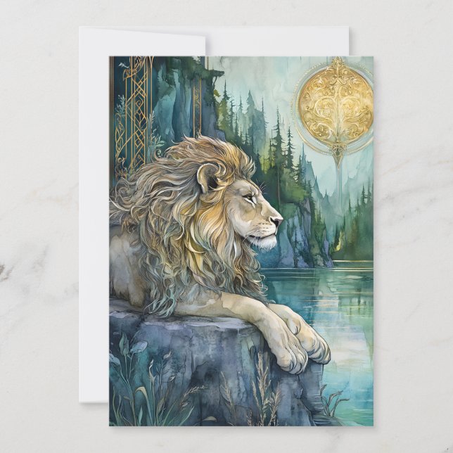Lion of the Enchanted Realm Fantasy Art Flat Card (Frente)