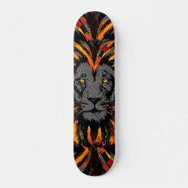 Lion Skateboard | Orange Lion Head Illustration