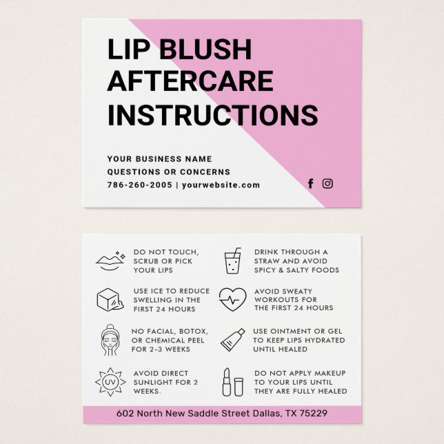 LIP BLUSH APÓS INSTURAÇÕES DE CUIDADOS (Frente & Verso)