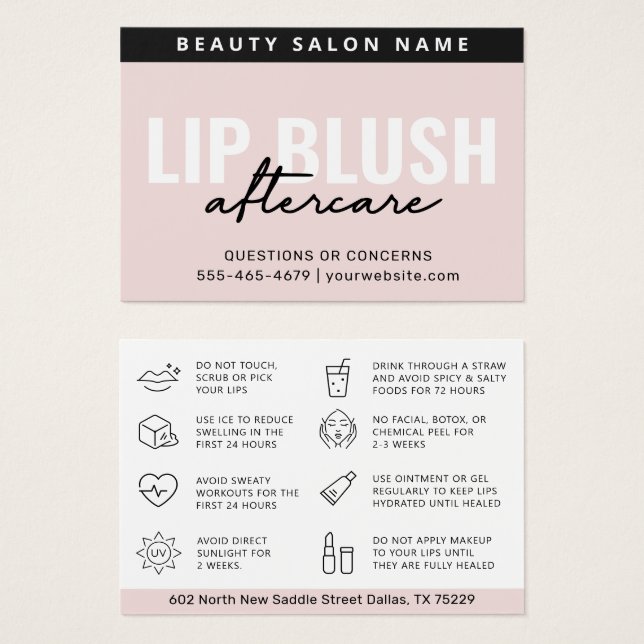 Lip Blush poderoso após a placa de instrução de cu (Frente & Verso)