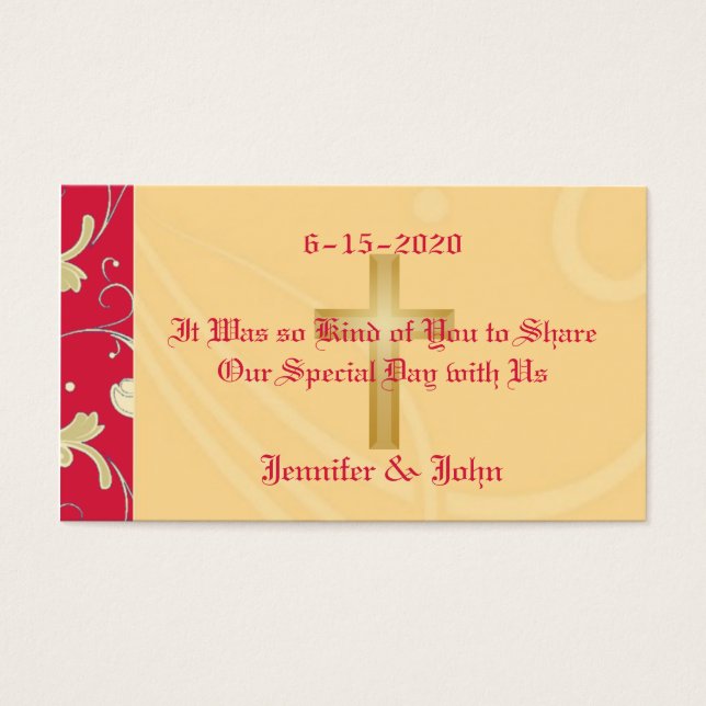 Lipstick Red, Dourado, cristão, favor de casamento (Frente)