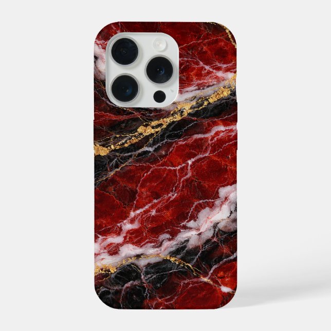 Lipstick Red Marble with Black, White & Gold Veins (Verso)