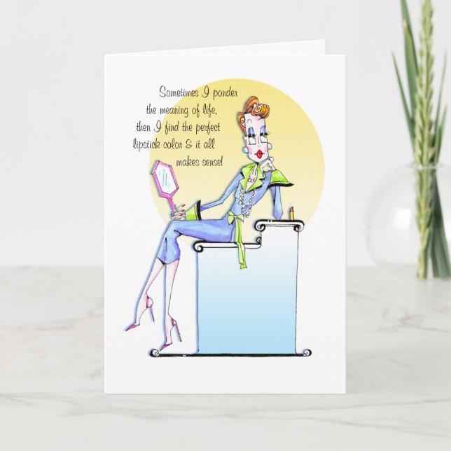 #lipstickhumor, Lipstickcard, cartão feminino engr (Frente)
