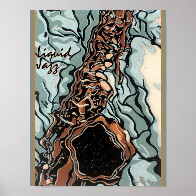 Liquid Jazz Saxophone Poster (Frente)