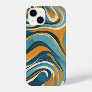 Liquid Swirl Ochre Blue Trippy Pattern