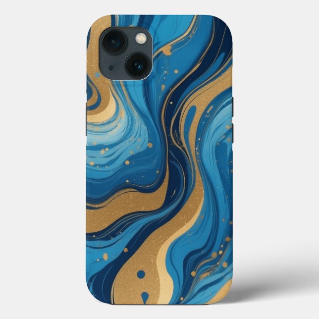 Líquido azul com gotas e ouro (Verso)