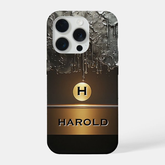 Líquido Metálico Abstrato Gotejando com Esfera Dou (Verso)