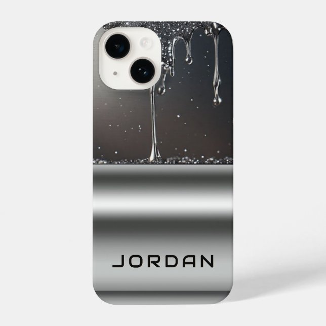 Líquido Metálico Pingando Com Abstrato Brilhante (Verso)