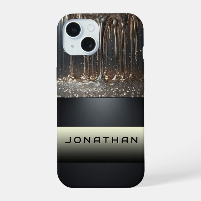 Líquido Metálico Pingando Com Abstrato Espelhante (Verso)