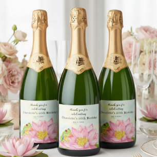 Lírio de Água Rosa e Rã de Árvore de Aniversário Q