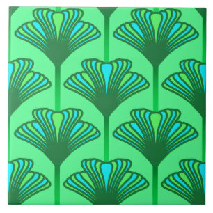 Lírio do art deco, verde de jade e turquesa