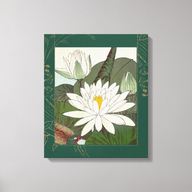 Lírios de água Impressão japoneses embelezados (Frente)