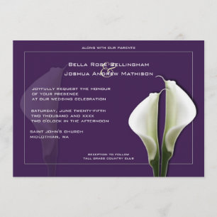 Lírios de Calla que Wedding o convite no roxo