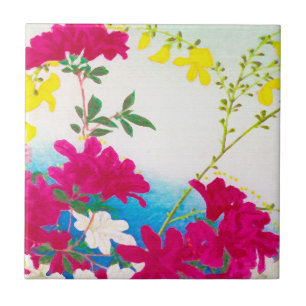 Lírios de dia japoneses - magenta, azul amarelo
