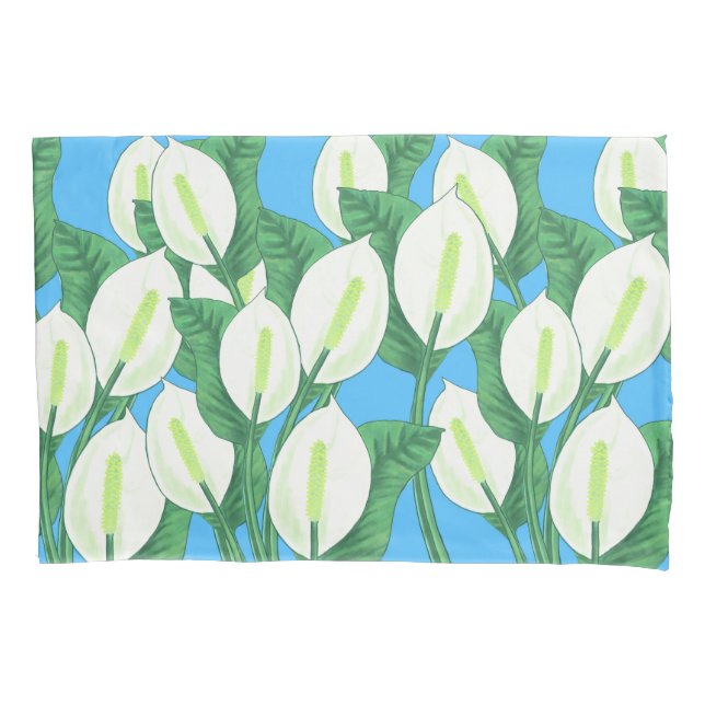 Lírios de paz brancos em fundo azul pálido (Frente)