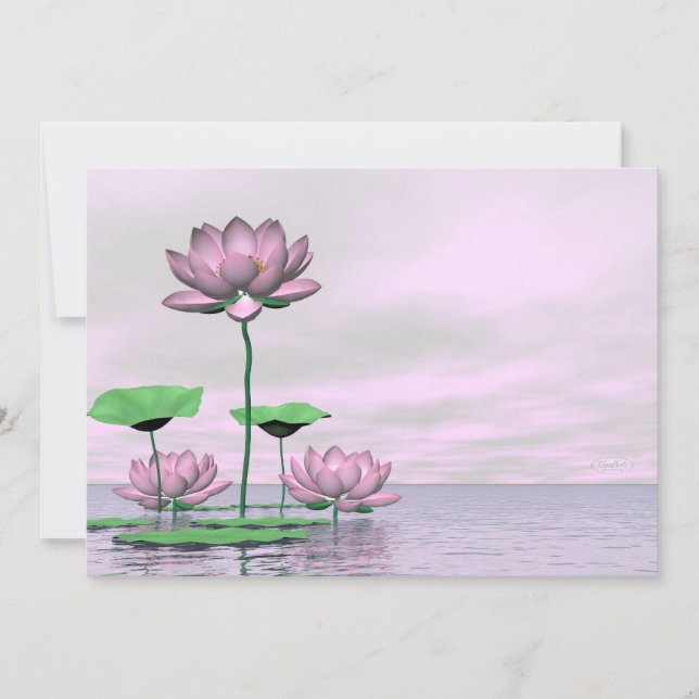 Lírios e flores lótus, cor-de-rosa - renderização  (Frente)