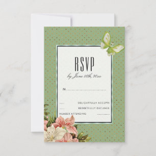 Lírios Elegantes & Borboleta Joia RSVP
