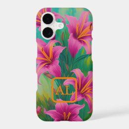 Lírios Tigre Rosa Bonito Pintura a Óleo Monogramad