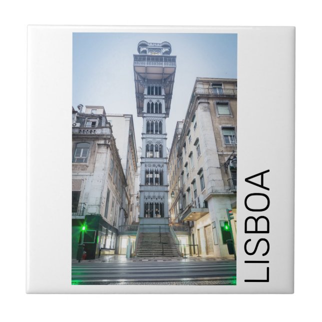 Lisboa em Portugal com Elevador Retro Souvenir (Frente)