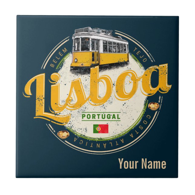 Lisboa Portugal com Tram Vintage Souvenir (Frente)