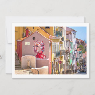 Lisboa, Portugal, Mural Colorida, Cartão de Nota