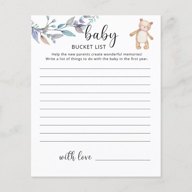 Lista de baldes do Bear Bear (Frente)