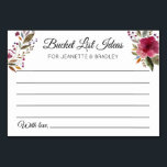 Lista de baldes Ideias Cair Cartões de Casamento d<br><div class="desc">Estas belas cartas de baldes personalizadas serão o perfeito elogio à sua recepção de casamento ou chá/casais. Este design apresenta flores de cor-d-água e espaço para os hóspedes deixarem sua lista de baldes ideias de lugares ou atividades para os recém-casados fazerem em sua vida.</div>
