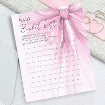 Lista de Desejos do Bebê com Laço Rosa em Aquarela