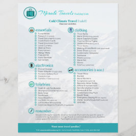 Lista de Embalagem: Viagem de Clima Frio (1 Adulto