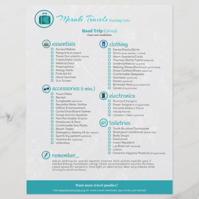 Lista de Embalagem: Viagem Rodoviária (Grupo) (Frente)