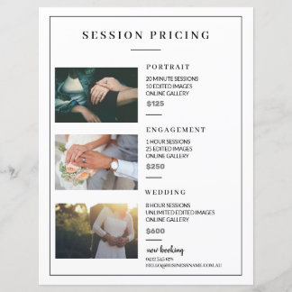 LISTA DE PREÇOS DA SESSÃO FOTOGRAFIA