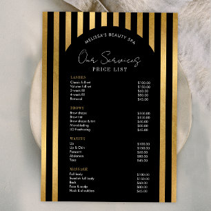 Lista de Preços de Cílios e Spa de Cabelo Preto e