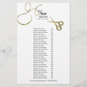 Lista de Preços de Flyer de Salão de Cabelo Preto