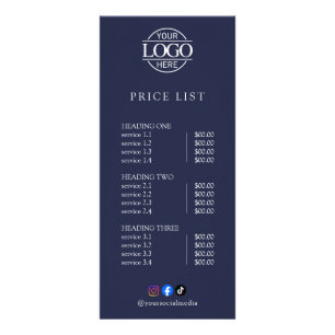 Lista de Preços de Menu de Logo Profissional Elega