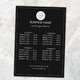 Lista de Preços de Menu Moderno com Logotipo de Ne