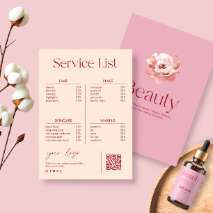 Lista de Preços de Serviço de Salão de Bela Rosa E