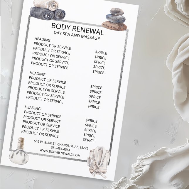 Lista de Preços de Serviços de Massagem Spa Aquare (Criador carregado)