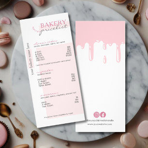 Lista de Preços do Bakery no Menu de Drives Rosa